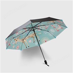 遮阳伞黑胶防晒防紫外线三折叠两用晴雨伞